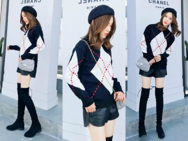 秋冬毛衣搭配长靴，小个子也能穿出大长腿(图4)