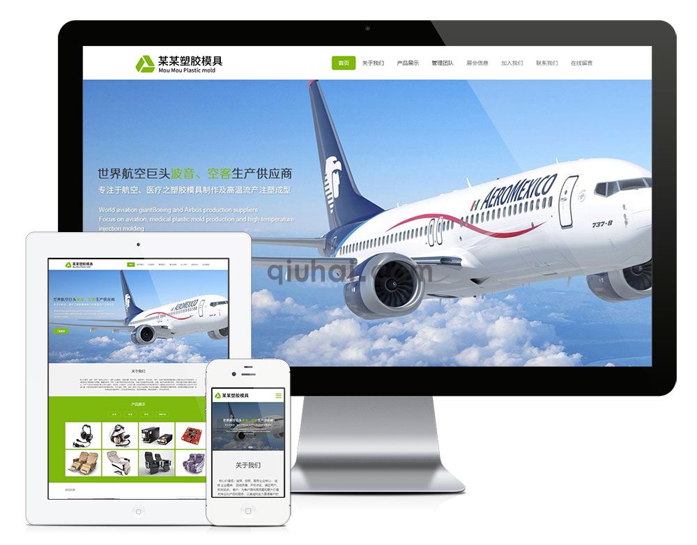 易优响应式航空医疗塑胶制品网站模板【编号6831】(图1)